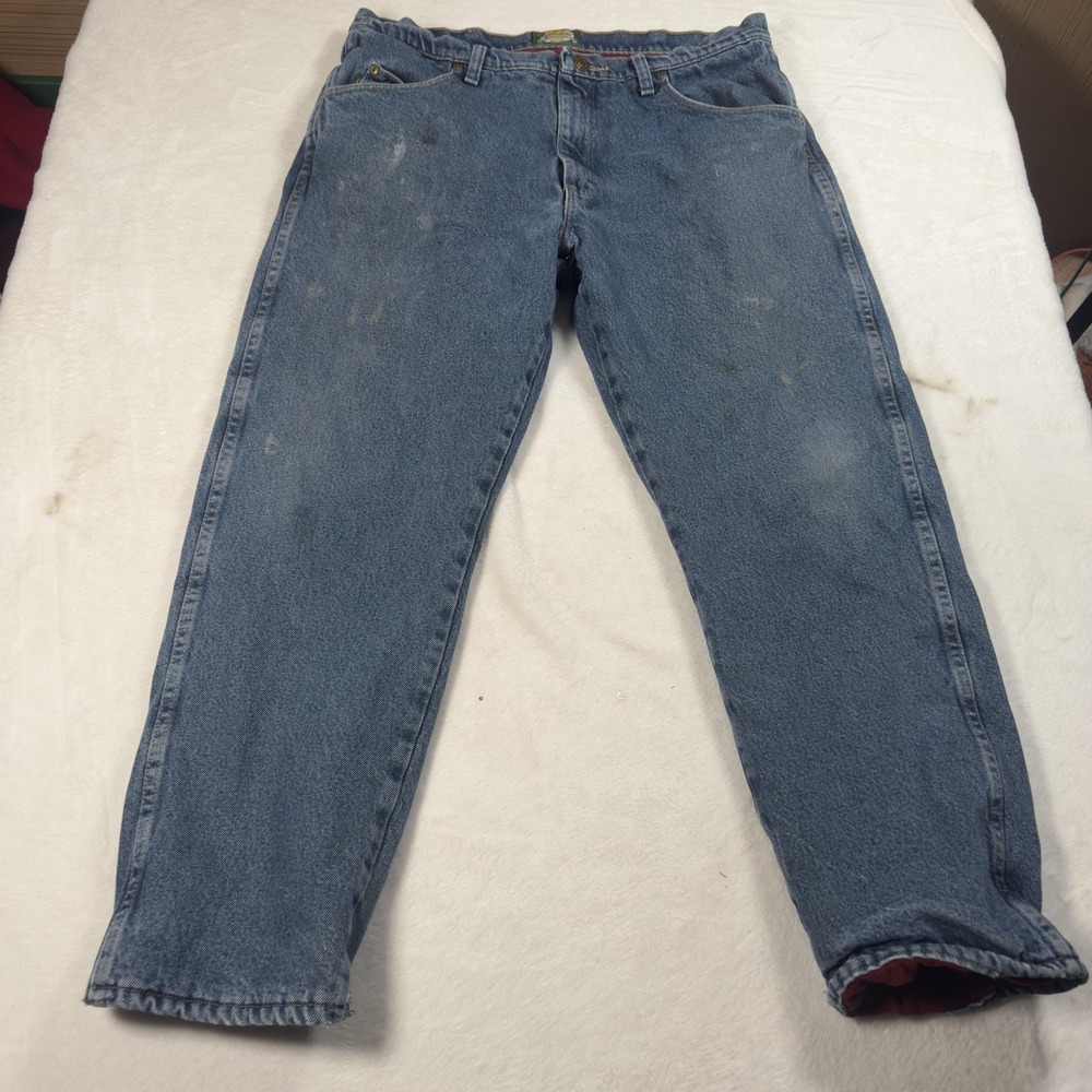 Cabela's Jeans Mens 36x30 Blue Fleece Lined Denim Outdoor Work Straight Leg Warm